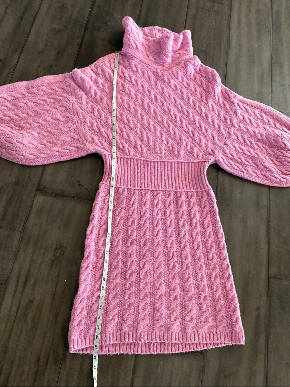 Free People Sweetheart Cable Knit Cowl-Neck Sweater Dress in Pink - Size Medium